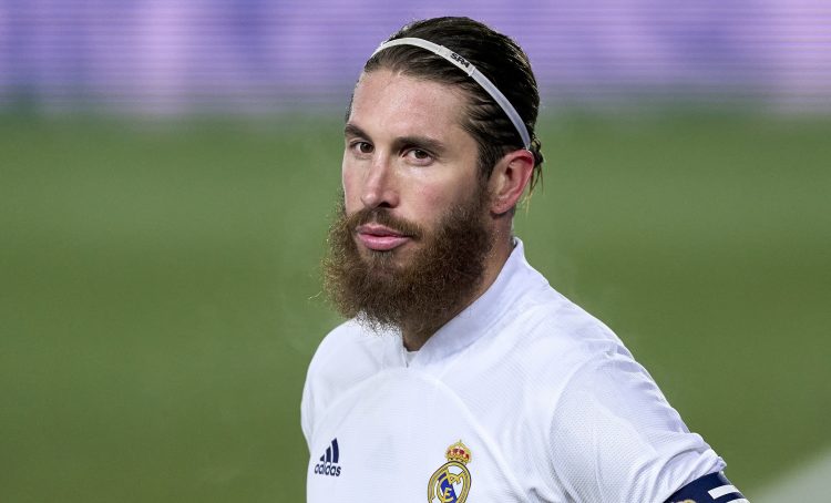 MADRID, SPAIN - DECEMBER 23: Sergio Ramos of Real Madrid looks on during the La Liga Santander match between Real Madrid and Granada CF at Estadio Alfredo Di Stefano on December 23, 2020 in Madrid, Spain. (Photo by Diego Souto/Quality Sport Images/Getty Images)