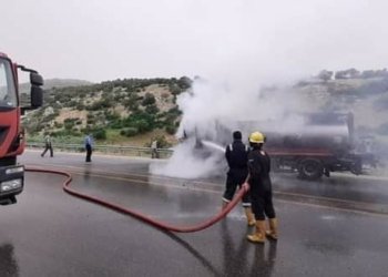 ئاگر بەربوو ترۆمبێلەکا بارهەلگر