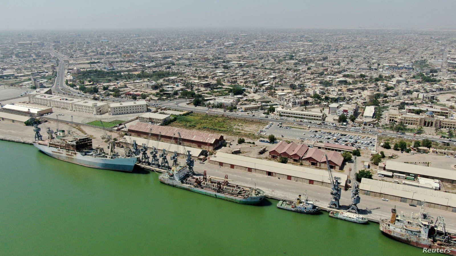 A view shows al-Maqal port, built during World War One after the British occupied Basra, and that is to be developed to become a touristic landmark, in Basra, Iraq, May 27, 2021. Picture taken May 27, 2021. Picture taken with a drone. REUTERS/Essam al-Sudani