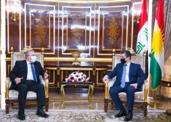 مەسرور بارزانی و سەرۆکێ کۆمەلا هه‌یڤا سۆرا عێراقی ره‌وشا کەمپێن ئاوارە و پەنابەران گۆتوبێژكرن کر