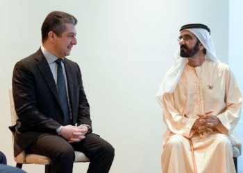 کۆمبوونا مەسرور بارزانی، سەرۆکێ حکومەتا هەرێما کوردستانێ دگەل محەمەد بن راشد، حاکمێ دوبەی و سەرۆک وەزیرێن ئیماراتێ