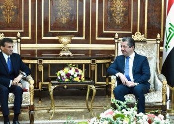 مەسرور بارزانى و نوونه‌رێ نه‌ته‌وێن‌ ئێكگرتى ل عیراقێ بابەتێ موچەیێ فەرمانبەرێن هەرێمێ گوتۆبێژكر