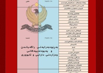 لیستەیا مووچەیێ هەیڤا پێنج یێ مووچەخۆر و فەرمانبەرێن هەرێما كوردستانێ